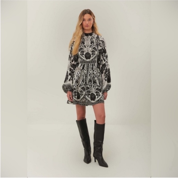 FARM Rio Dresses & Skirts - Farm Rio Off-White Flower Leopards Mini Dress